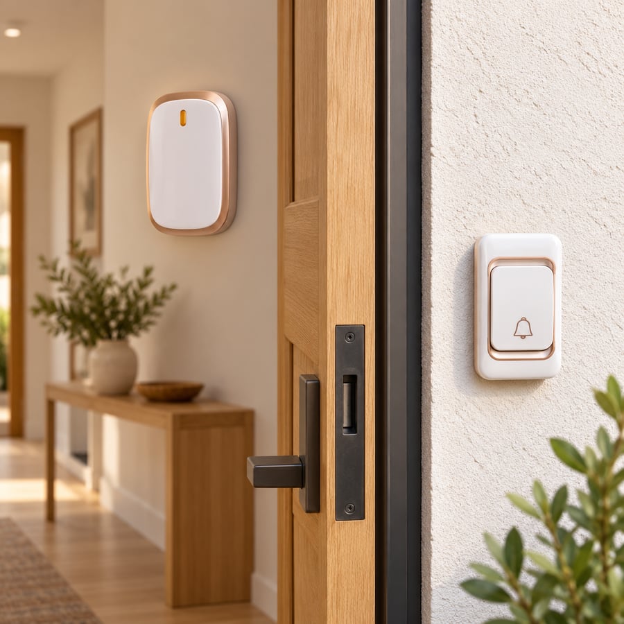 جرس باب لاسلكي OBEE JK-02 AC بـ 32 نغمة ومدى يصل إلى 100 متر – أبيض