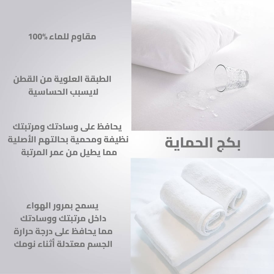 Mattress protector with a 2 pillow protector set, white color, size 200x160 cm