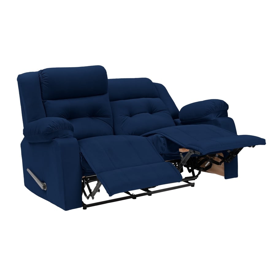 Double relaxation chair upholstered with velvet, dark blue color, size 150x80x100 cm