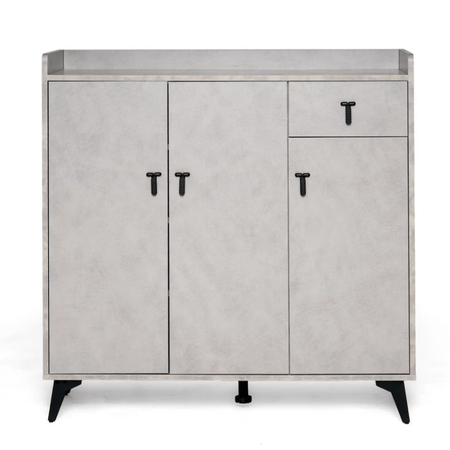 Wooden shoe cabinet with modern design and elegant stone color - 100×35×100 cm