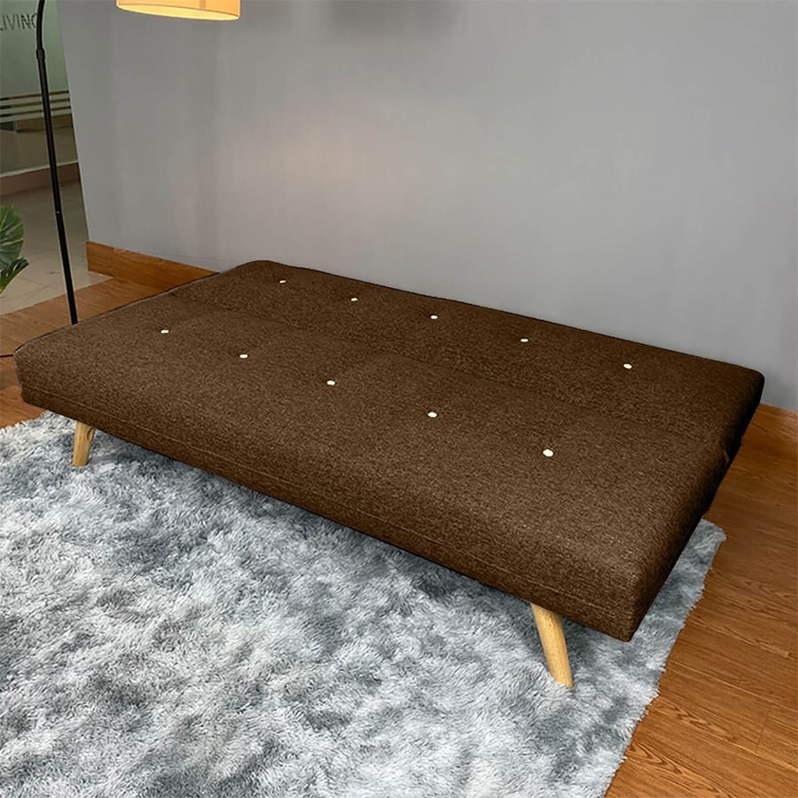 Emaar 2-in-1 sofa bed upholstered in velvet, brown color, size 178x109x81 cm