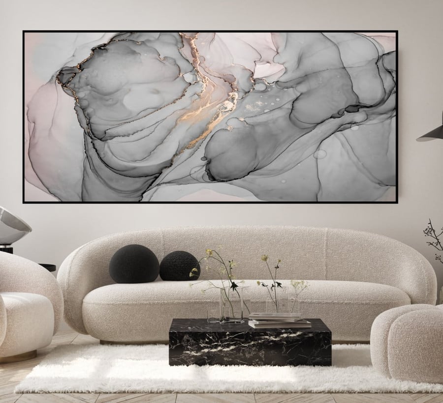 لوحة قماشية بتصميم الفن التجريدي مقاس 70x140 سم