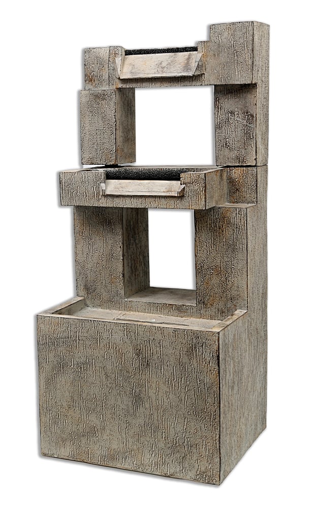 نافورة مياة مكونة من طبقات لون رمادي مقاس 40×34×90 سم