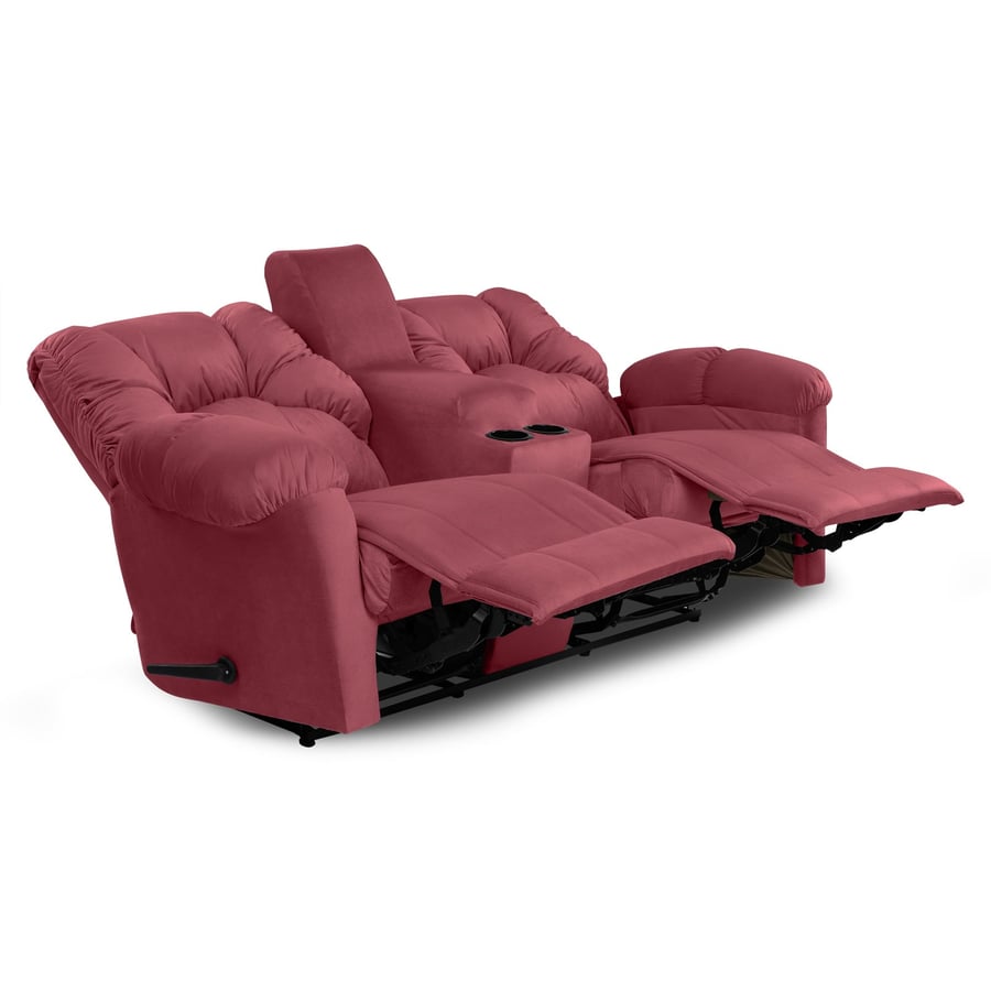 Double relaxation chair with cup holder, dark pink color, size 170x76x105 cm