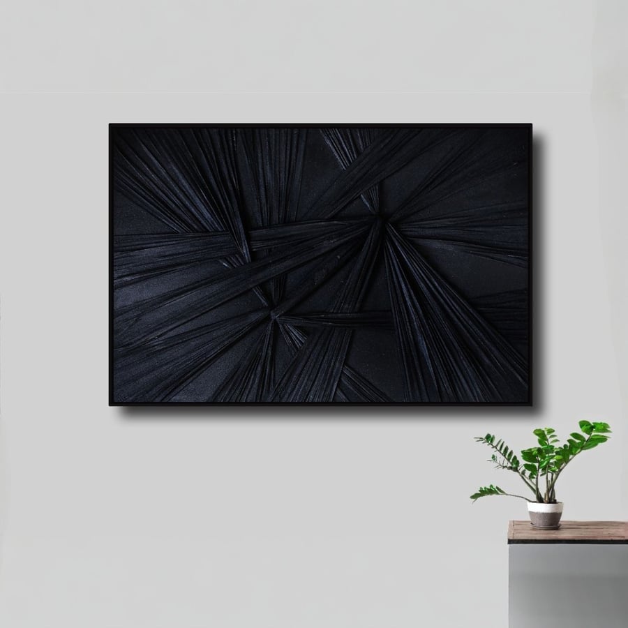 لوحة جدارية بتصميم أنيق باللون الأسود مقاس 120x80 سم