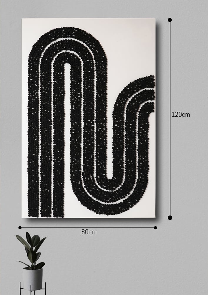 لوحة جدارية بتصميم مميز باللون الأبيض و الاسود مقاس 120x80 سم