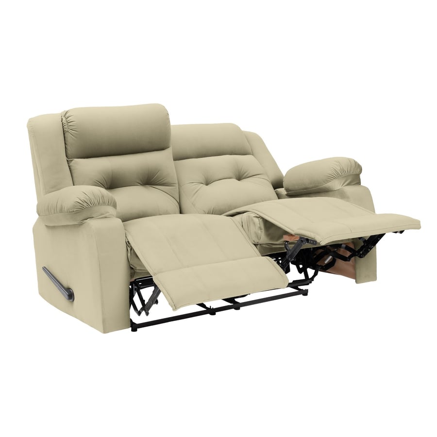 Double relaxation chair upholstered with velvet, dark cream color, size 150x80x100 cm