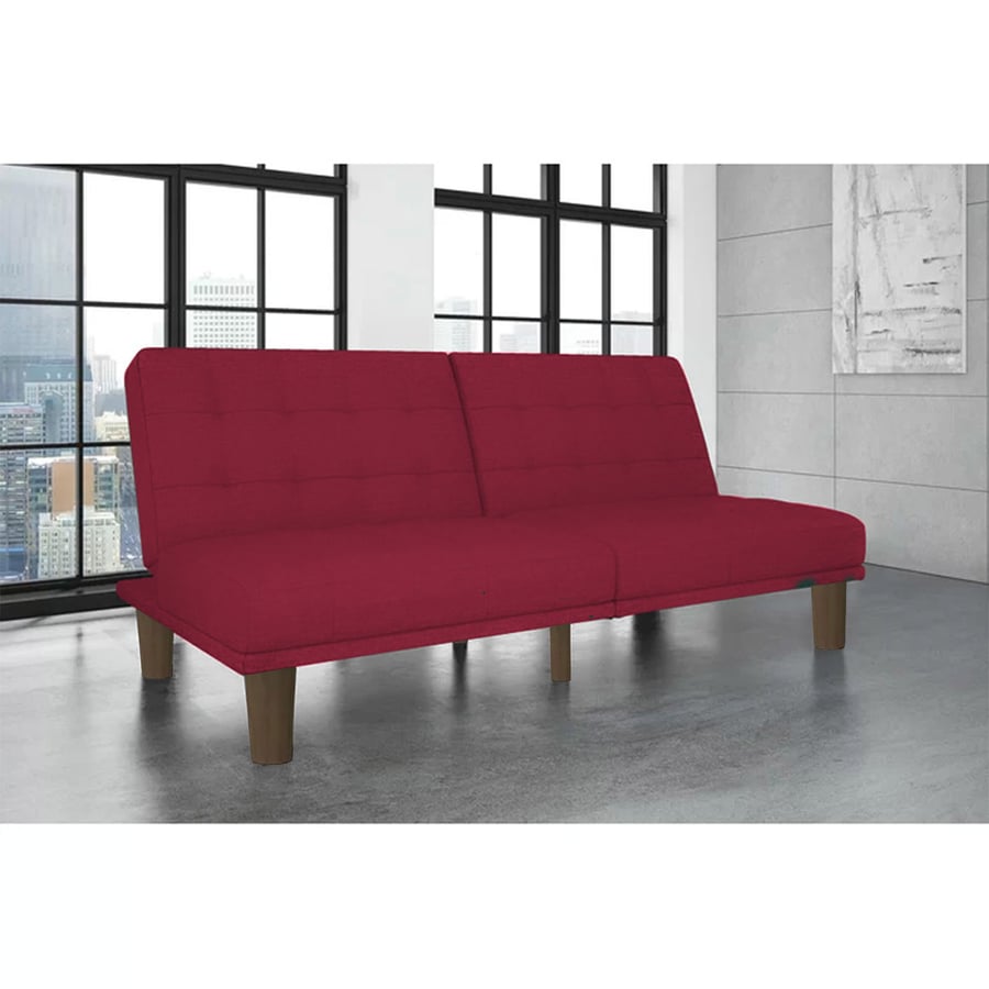 Maria sofa bed 2x1 upholstered with velvet dark red color size 185x95x86 cm