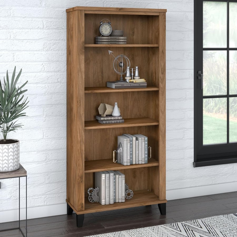 مكتبة بتصميم مميز لون بني مقاس 32.5x75.1x165.7 سم