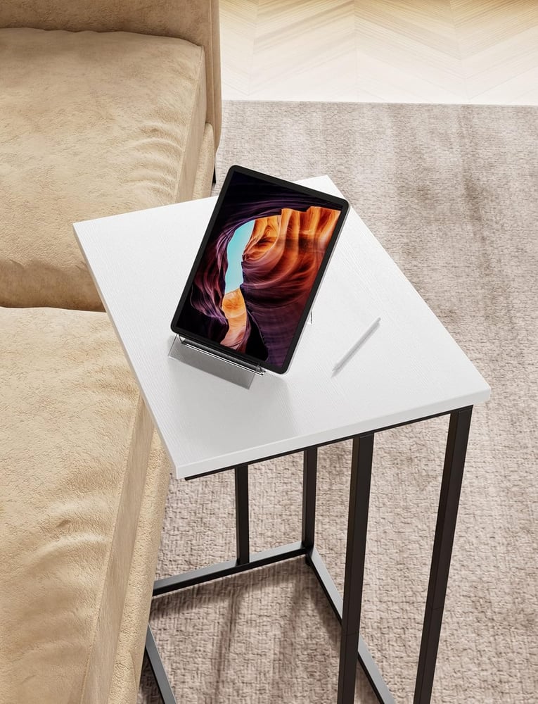 Modern side table with a metal frame and practical design, white color