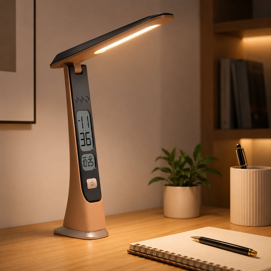 مصباح مكتب LED قابل للطي FLEXILUX بشاشة وقت وتاريخ وبطارية قابلة للشحن