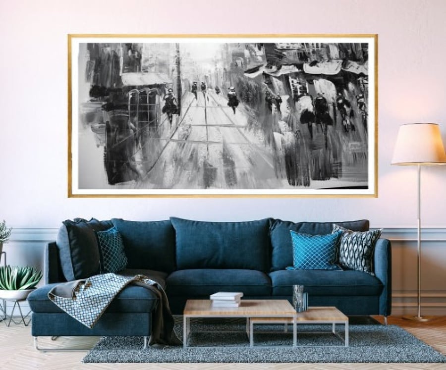 لوحة قماشية بتصميم الفن التجريدي مقاس 70x140 سم