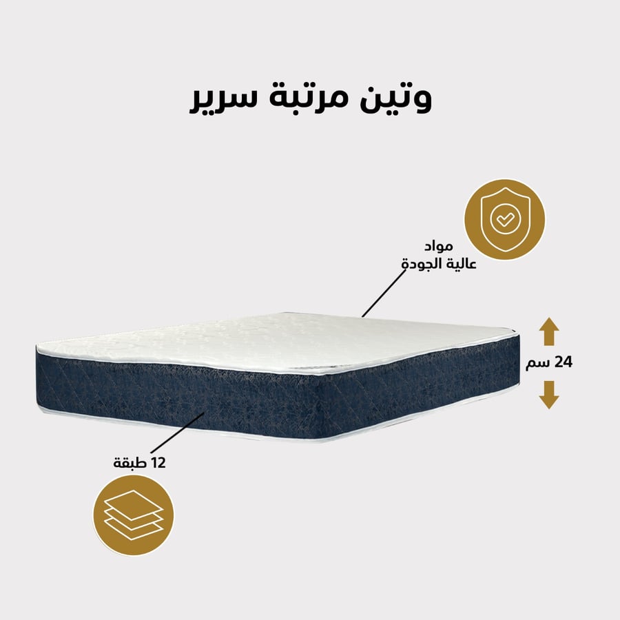 مرتبة سرير 12 طبقة لون أبيض x أزرق مقاس 193x200 سم