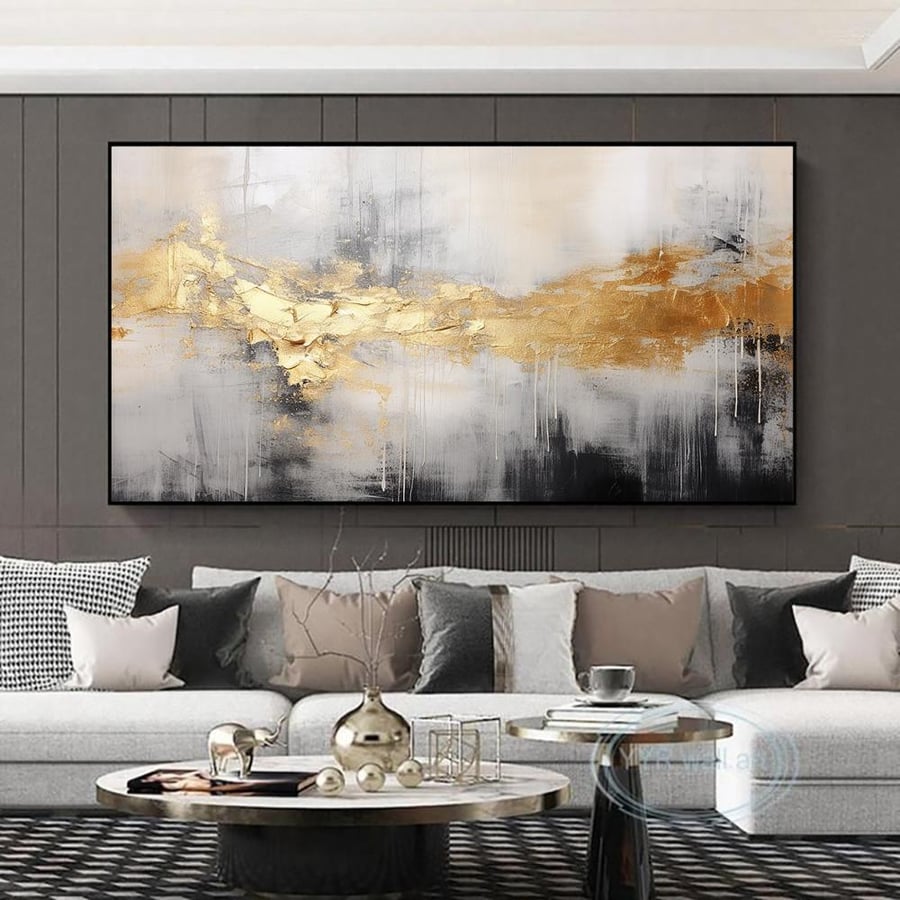 لوحة قماشية بتصميم الفن التجريدي مقاس 70x120 سم