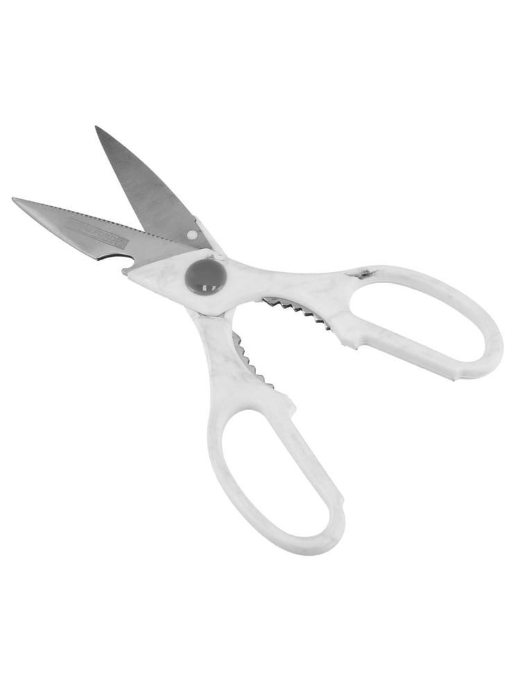 مقص للمطبخ بتصميم رخامي أبيض من رويال فورد - 9 سم