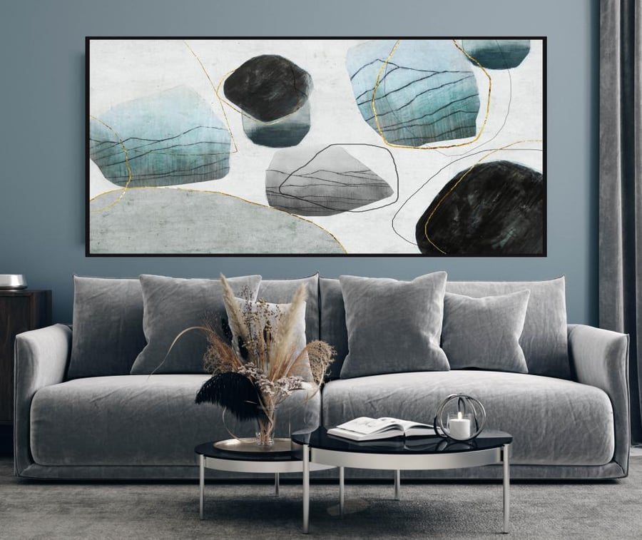لوحة قماشية بتصميم الفن التجريدي مقاس 70x120 سم