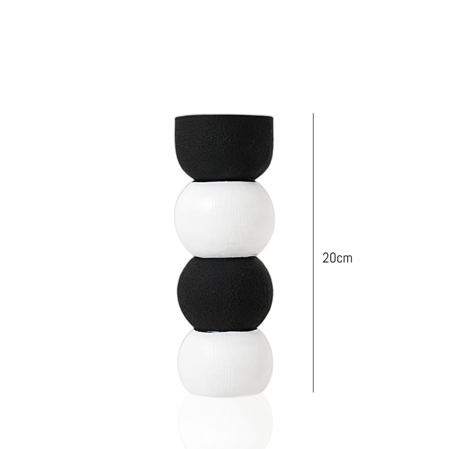 Marble incense holder with ball design in black color, 20 cm size