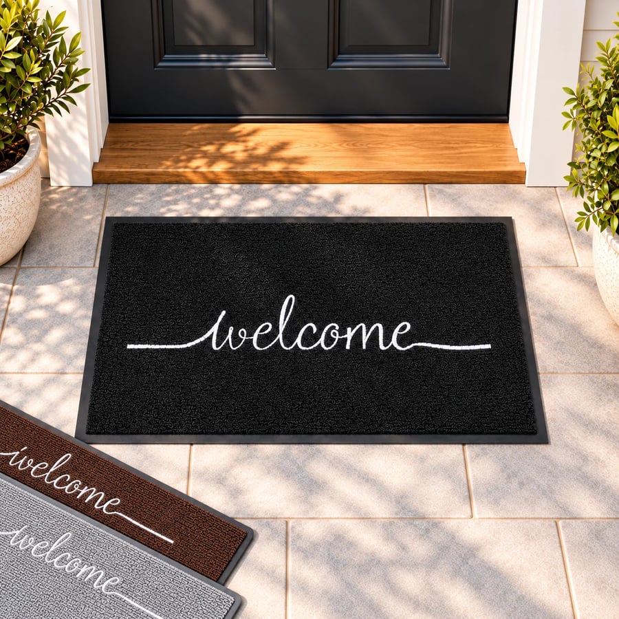دعاسة مدخل مستطيلة بكلمة Welcome وحواف بارزة – 3 ألوان – 66 × 44 سم