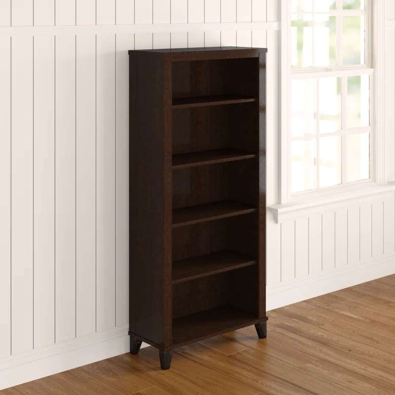 مكتبة بتصميم مميز لون بني غامق مقاس 32.5x75.1x165.7 سم