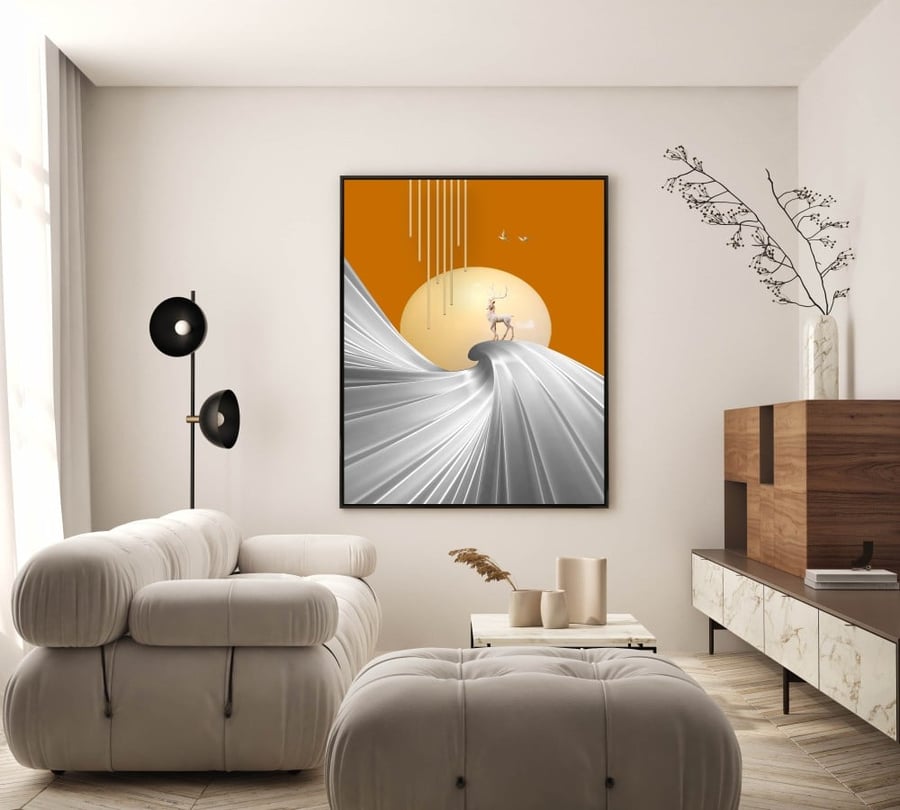 A fabric panel to cover the electricity meter with an abstract art design size 70x100 cm