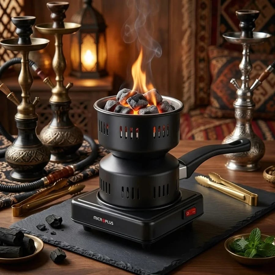 شعالة فحم كهربائية ميكرو بلس MICROPLUS PS-4652 بقوة 450 واط وضمان سنتين - أسود