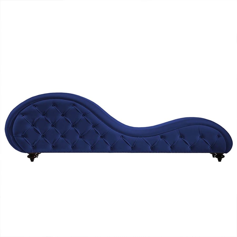 أريكة استرخاء منجدة من المخمل لون أزرق غامق مقاس 180x50x80 سم