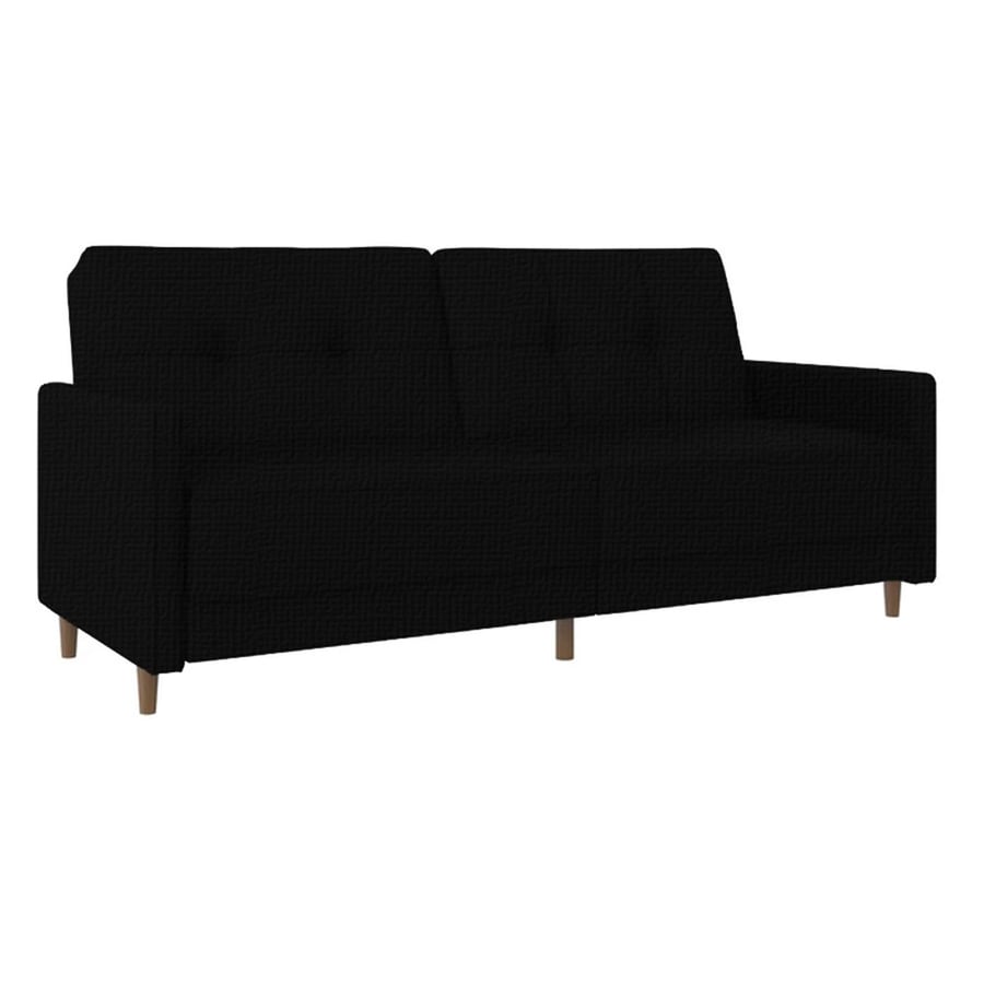 Sofa bed 2x1 upholstered with linen black color size 193x86x85 cm
