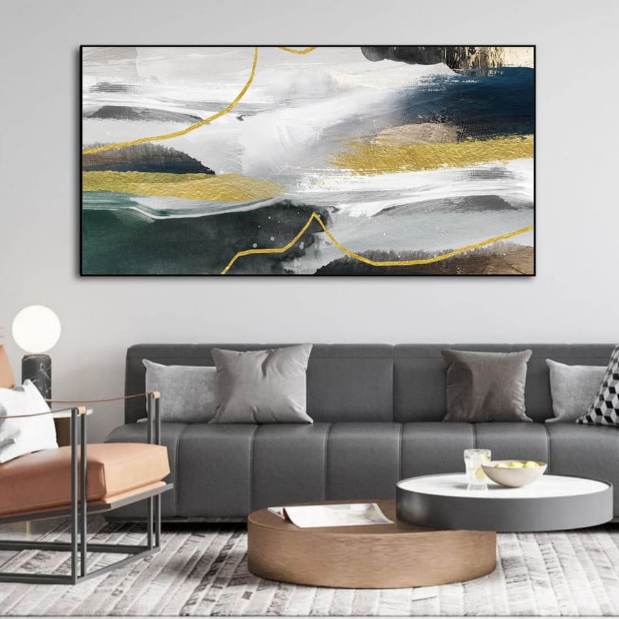 لوحة قماشية بتصميم الفن التجريدي مقاس 70x120 سم