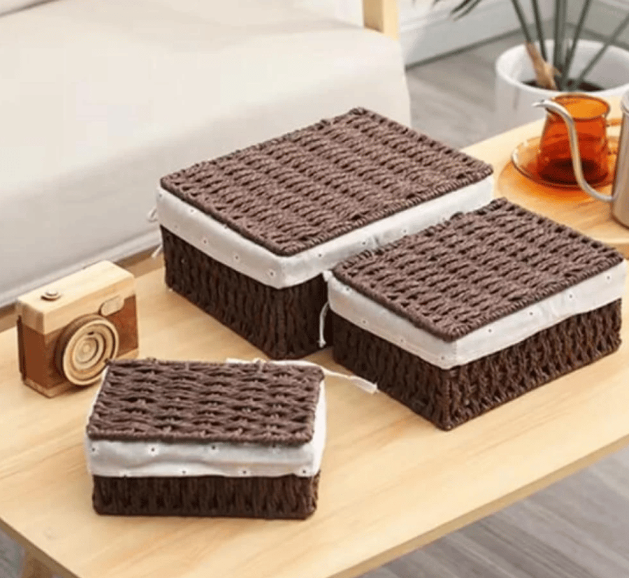 سلة تخزين بمقاسات: كبير 26*12 سم وسط 22*16سم صغير 18*12سم