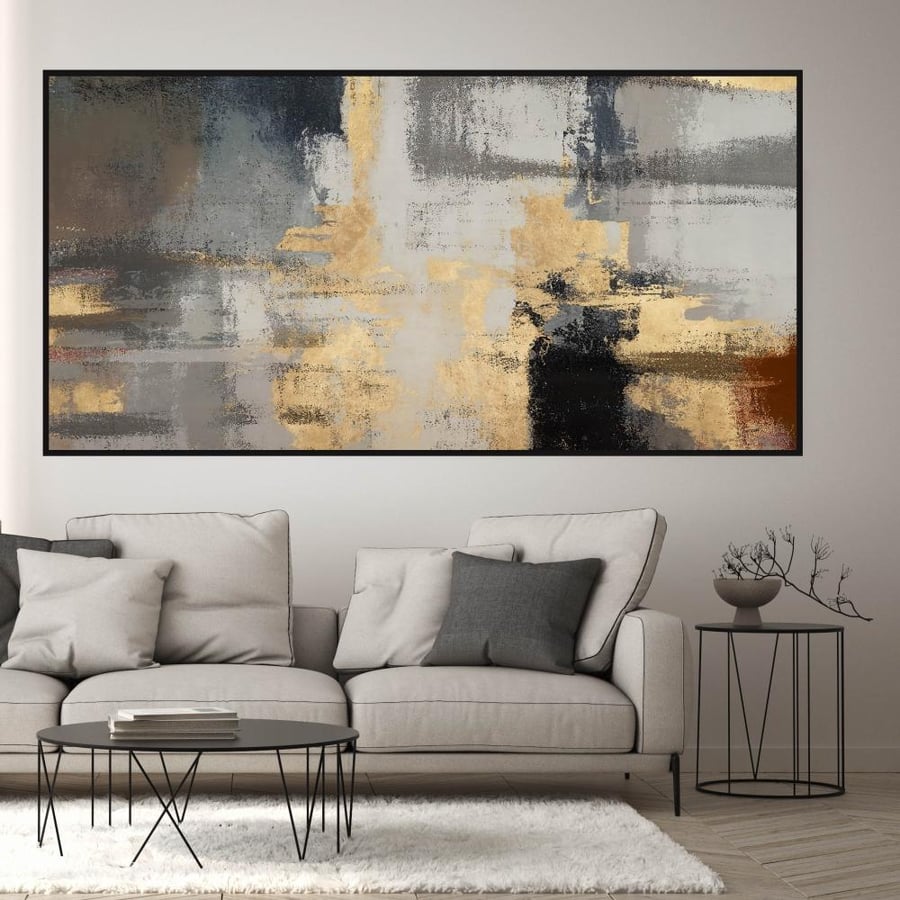 A fabric painting with abstract art design size 80x160 cm