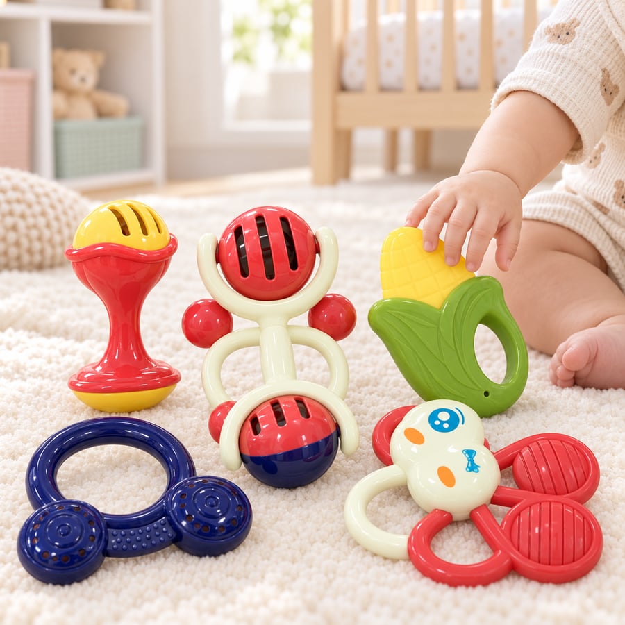 مجموعة ألعاب خشخيشة للرضع Yali Toys بأشكال متنوعة