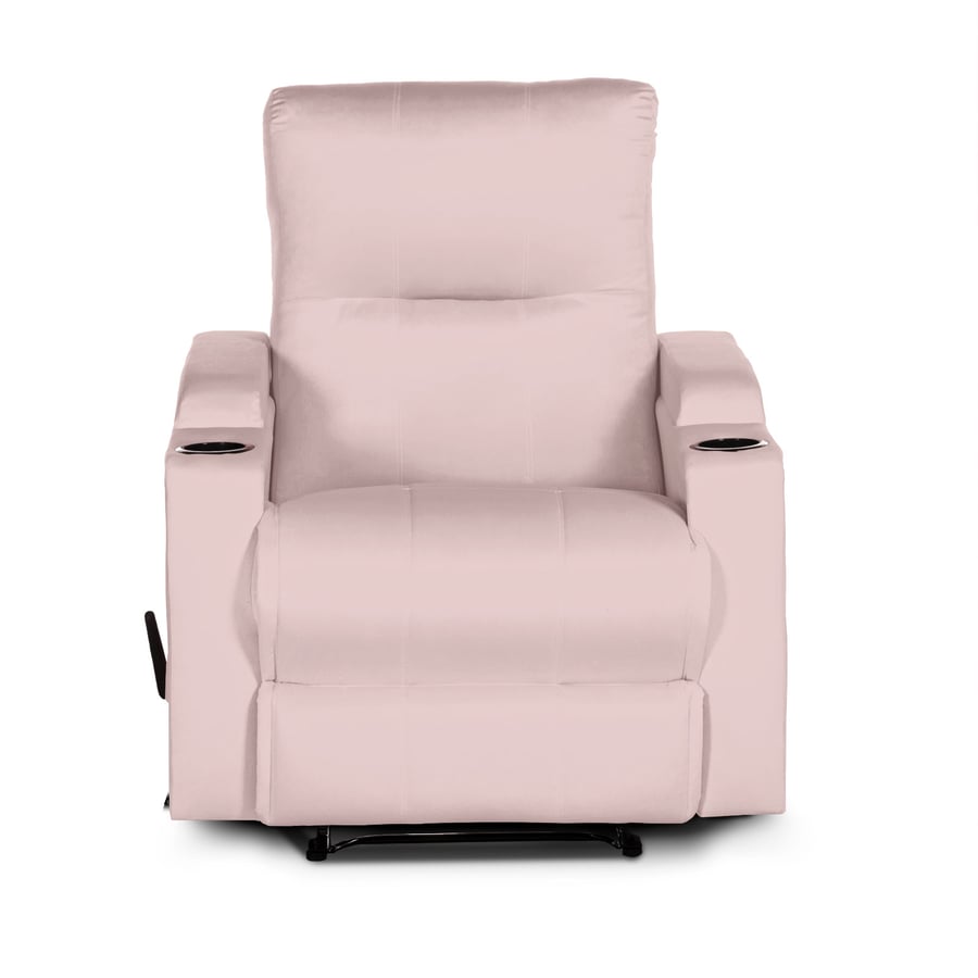 Fixed relaxation chair with cup holder in light pink color, size 90x80x95 cm