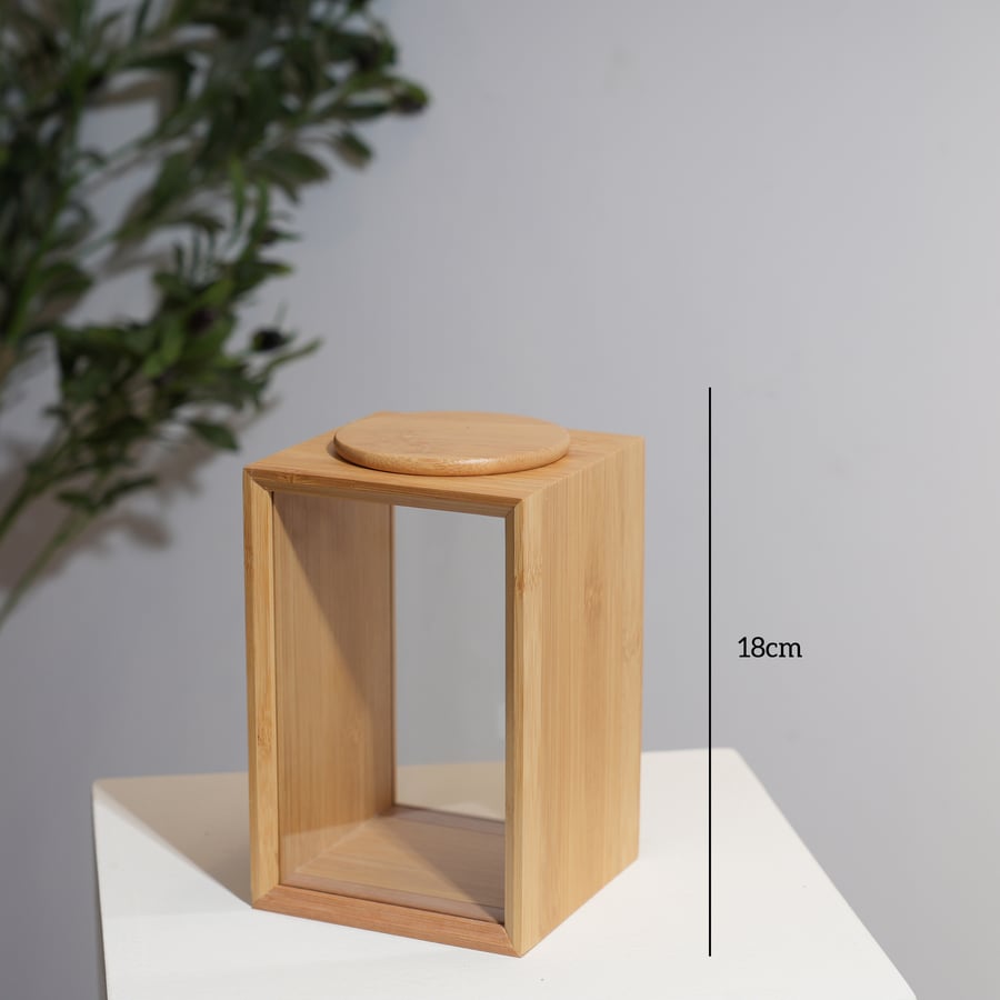 علبه بهارات خشب مع زجاج بتصميم مميز مقاس 18x12x12سم