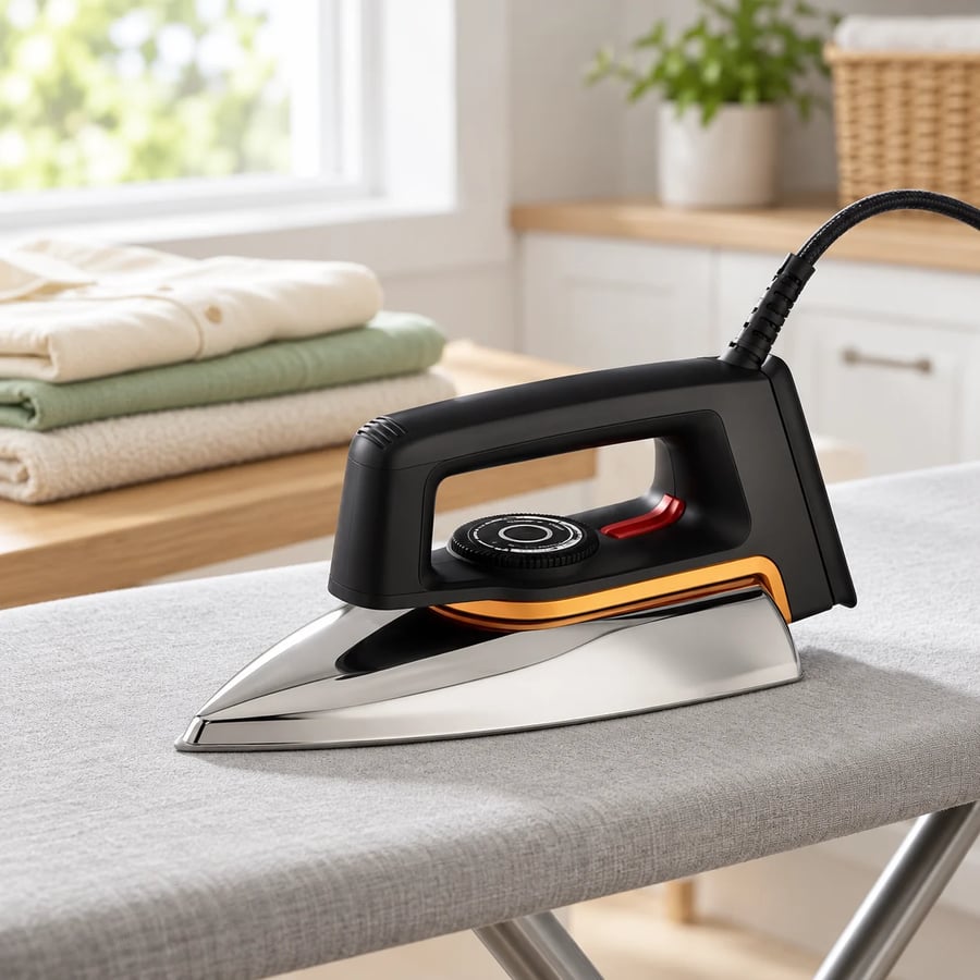 مكواة ملابس جافة ميكرو بلس MICROPLUS PS-172 بقاعدة انسيابية - أسود وفضي
