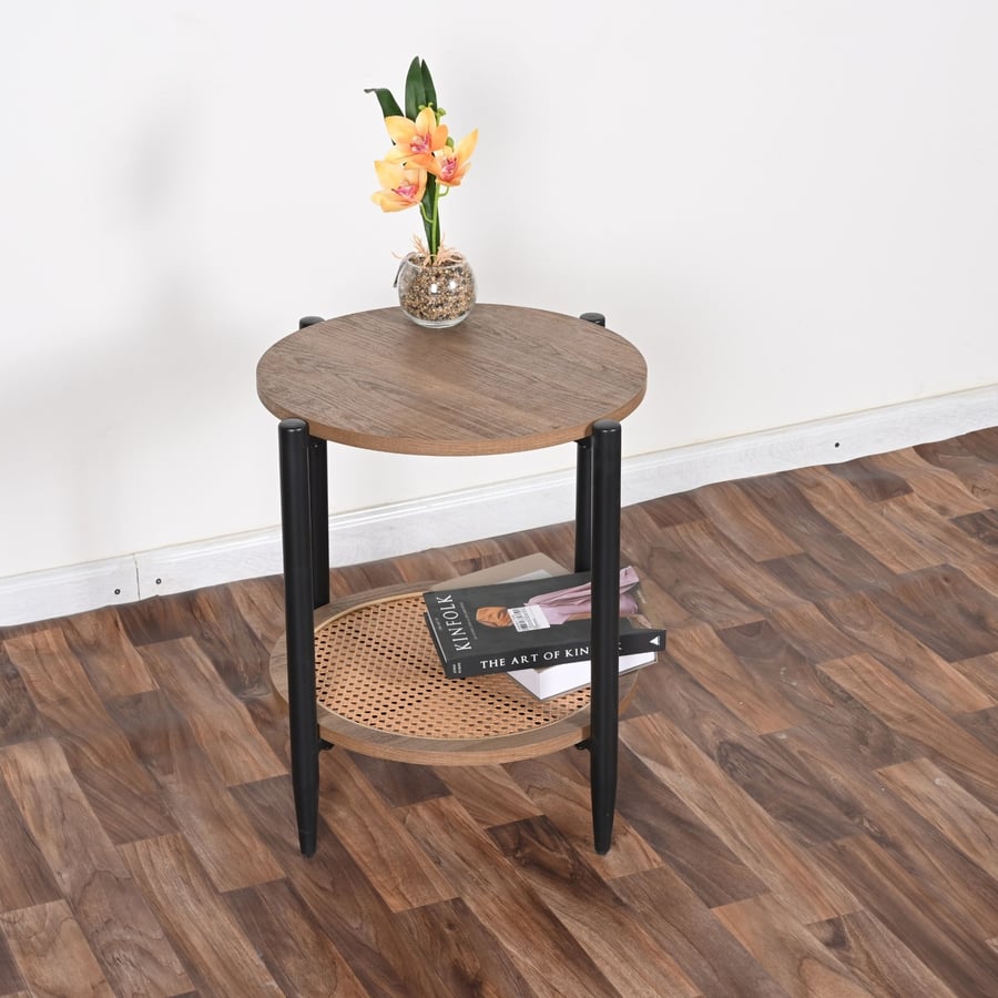 Side table wood two levels in brown color size 55x40 cm