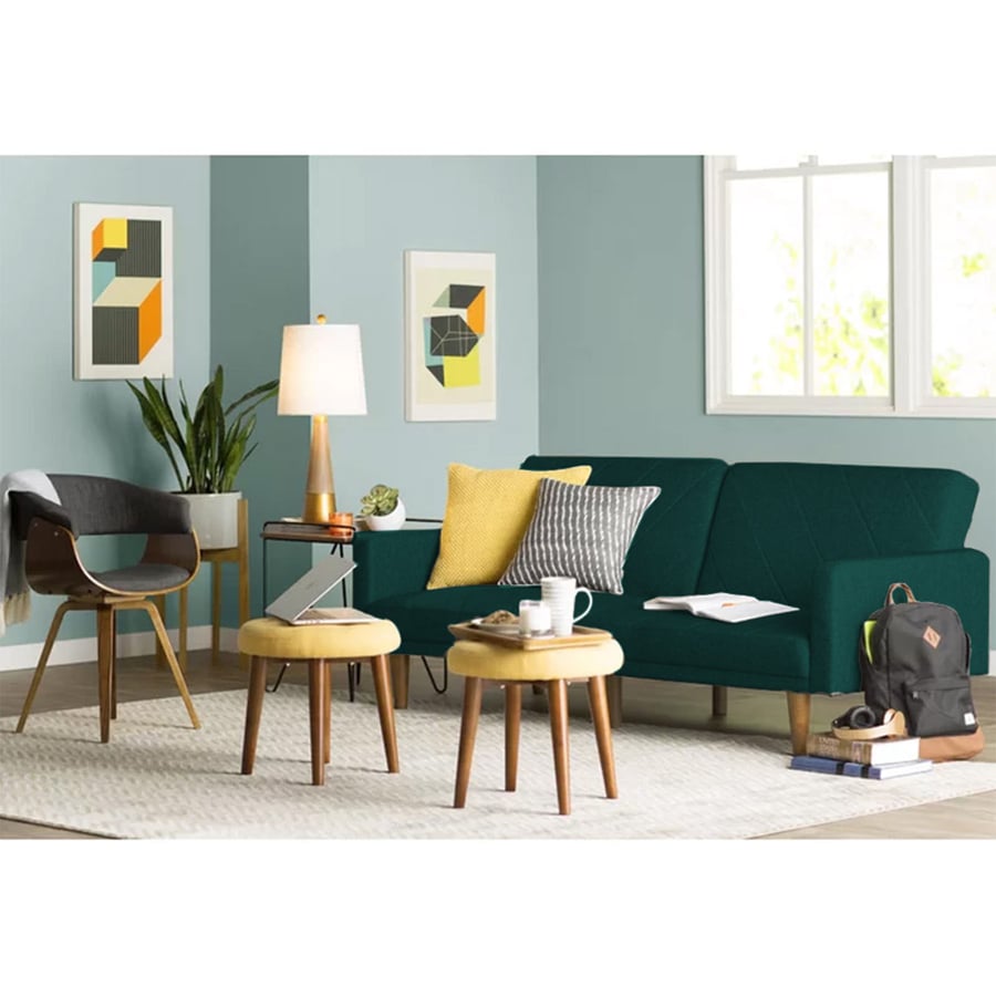 Shahrazad sofa bed 2x1 upholstered with linen dark green color size 200x85x81 cm