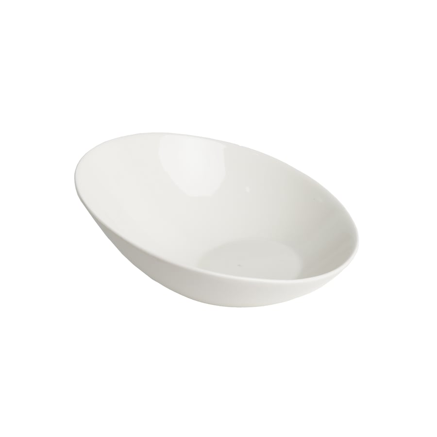 صحن تقديم بورسلين باللون الابيض مقاس 25x11x12 سم