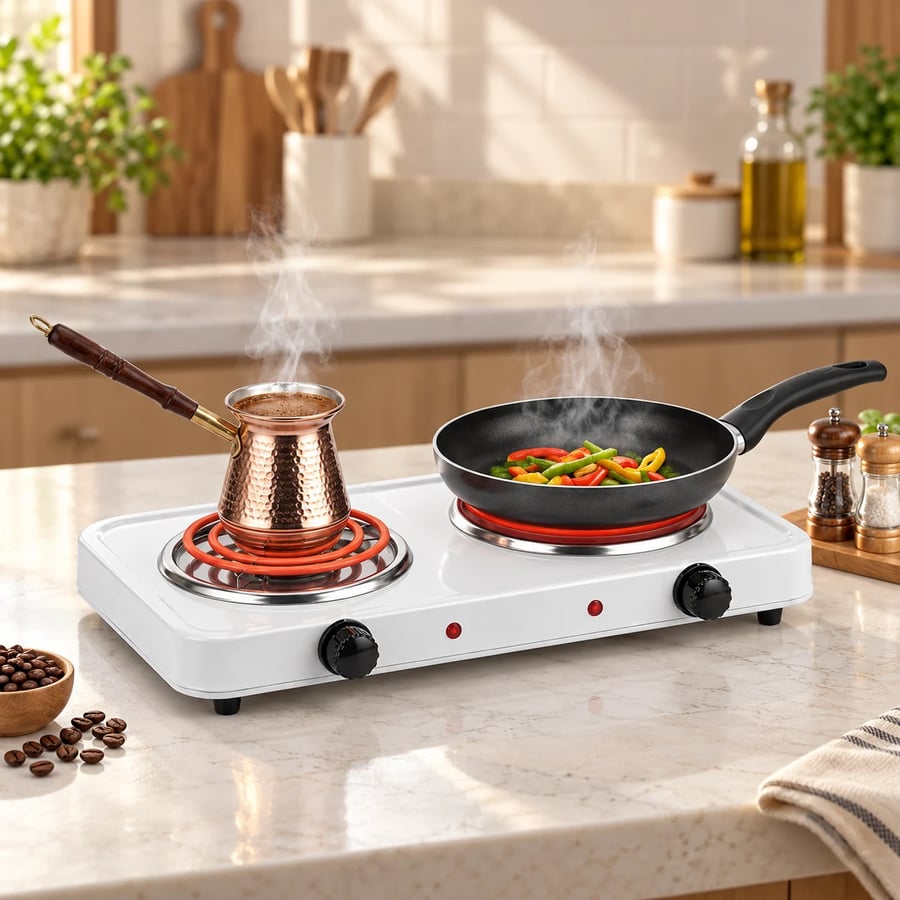 موقد كهربائي ريفورا RE-8004 عينين مع تحكم مستقل بالحرارة – 2200 واط – أبيض