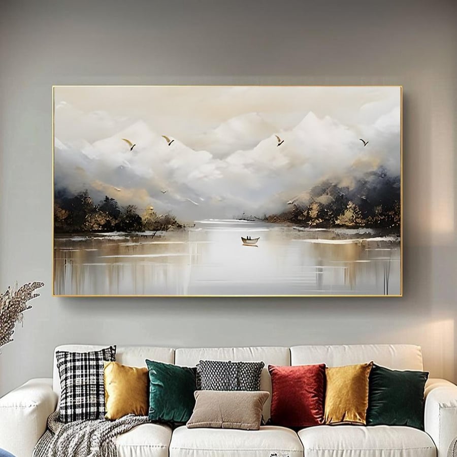 لوحة قماشية بتصميم الفن التجريدي مقاس 70x120 سم