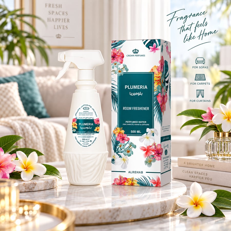 معطر جو الرحاب بلوميريا Plumeria للغرف والمفروشات - 500 مل