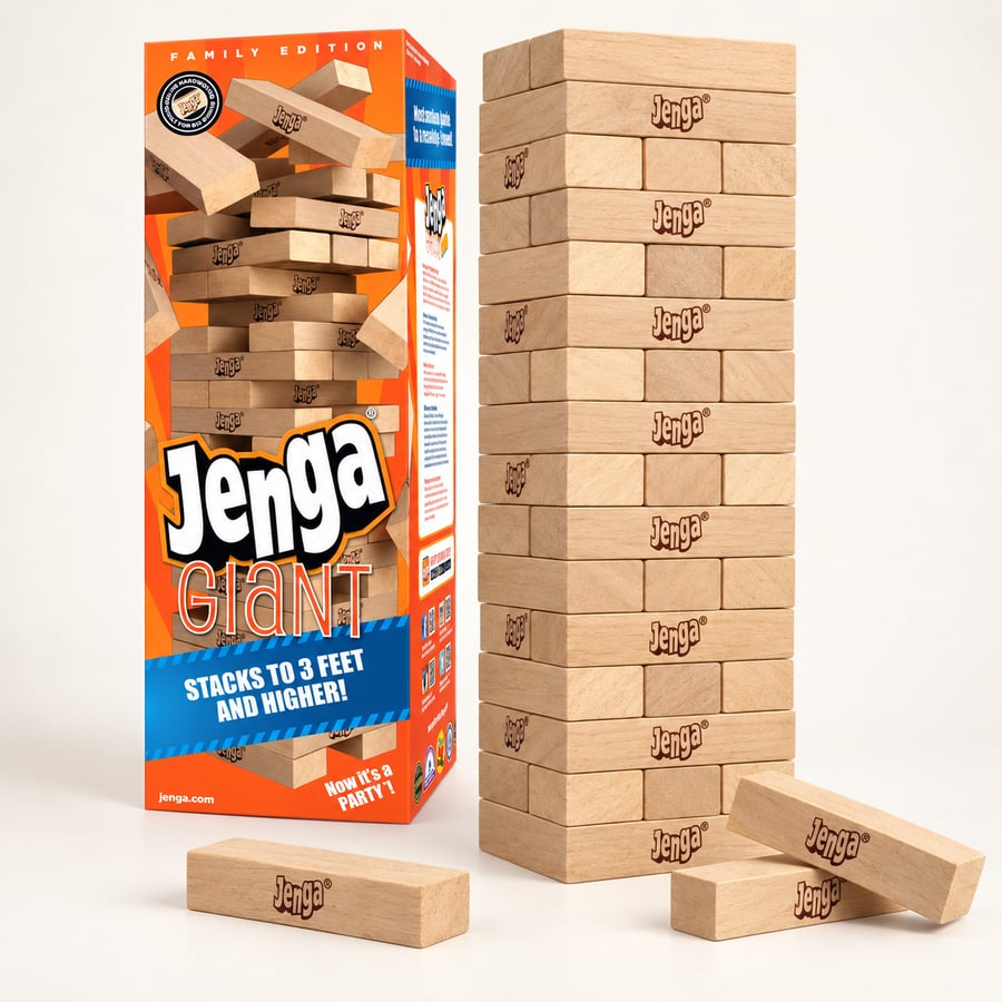 لعبة جينجا خشبية عملاقة للعائلة – 54 قطعة Jenga Giant
