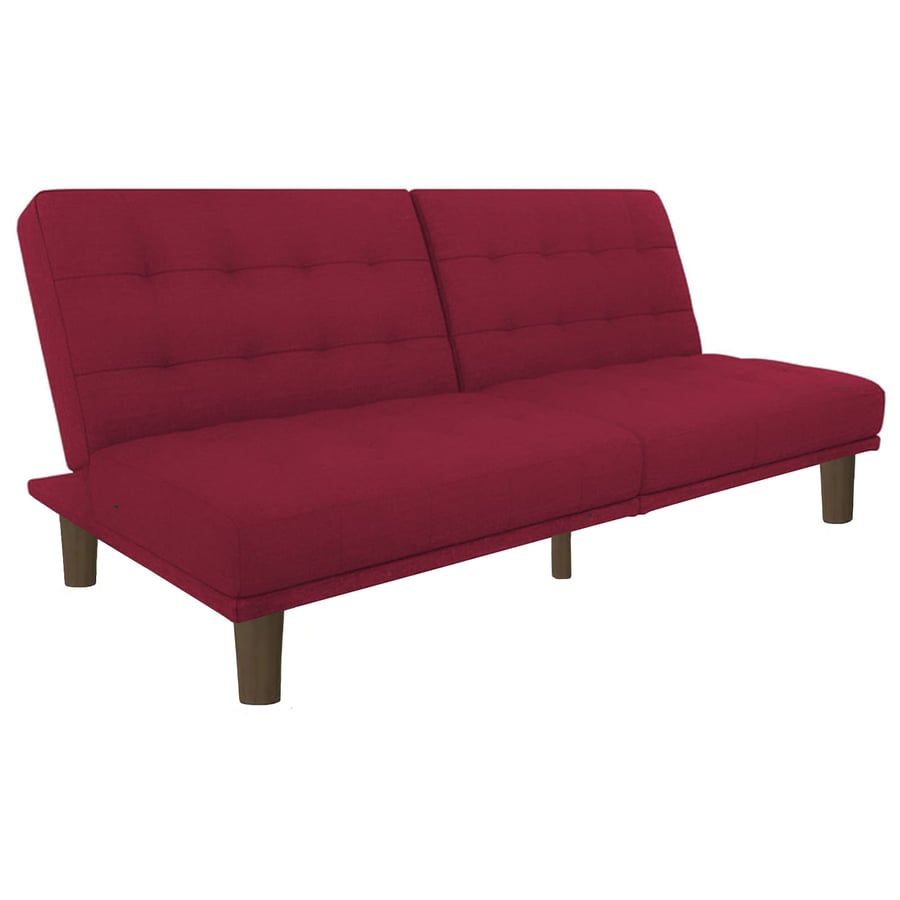 Maria sofa bed 2x1 upholstered with velvet dark red color size 185x95x86 cm