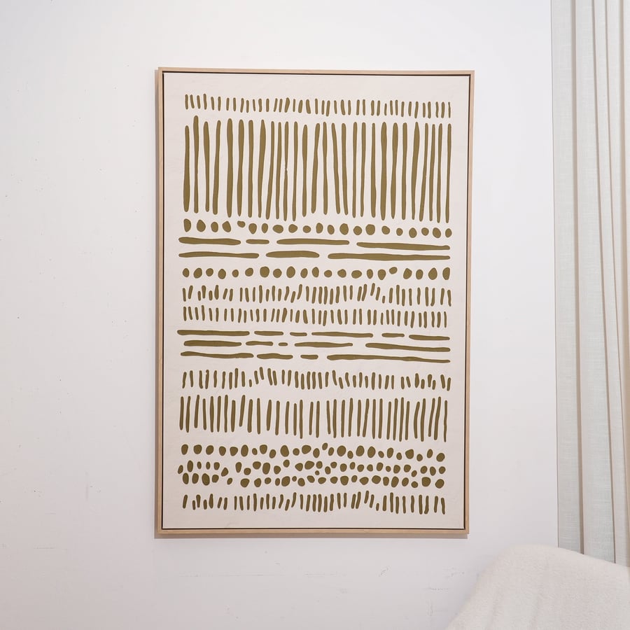 لوحة جدارية بتصميم مميز باللون البيج و الابيض مقاس 120x80 سم
