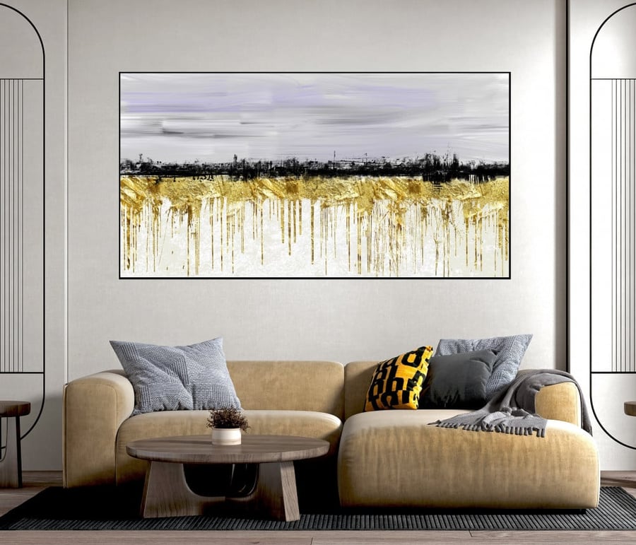 A fabric painting with abstract art design size 70x120 cm