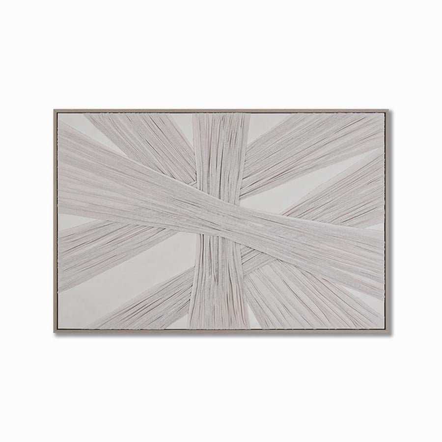 لوحة كانفس قماشية بتصميم تجريدي لون اوف وايت مقاس 120x80 سم
