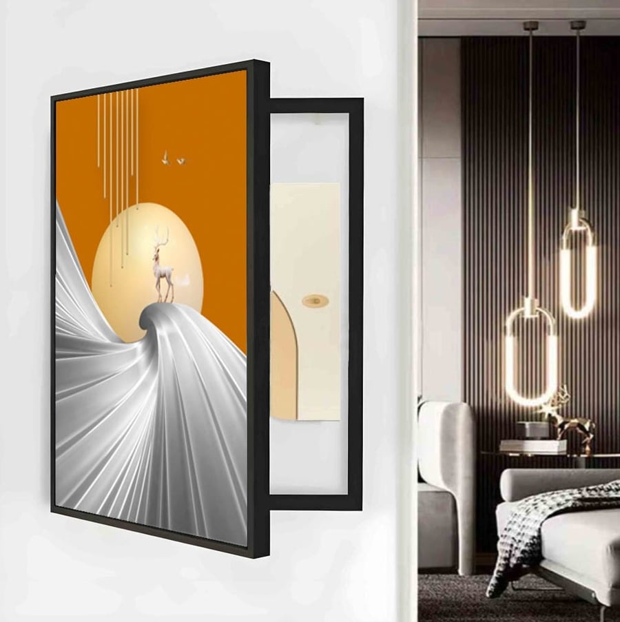 A fabric panel to cover the electricity meter with an abstract art design size 70x100 cm