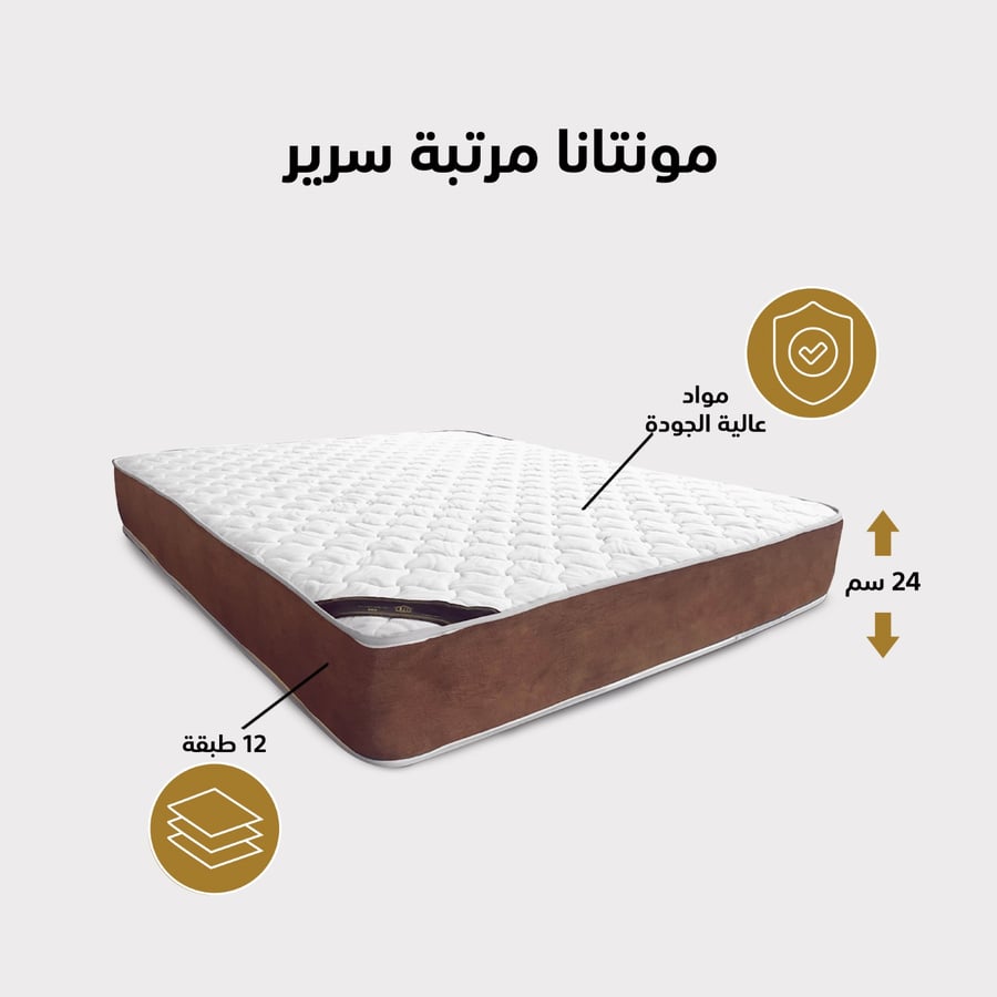 مرتبة سرير 12 طبقة لون أبيض x بيج مقاس 193x200 سم