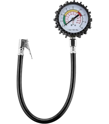مقياس ضغط إطارات السيارات بعقرب مع خرطوم 38 سم – 220 PSI / 16 بار