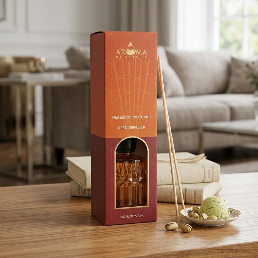 معطر جو بالأعواد أروما بوتيك برائحة آيس كريم الفستق Pistachio Ice Cream – 500 مل