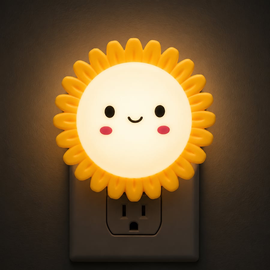 مصباح ليلي LED للأطفال بتصميم عباد الشمس وإضاءة دافئة
